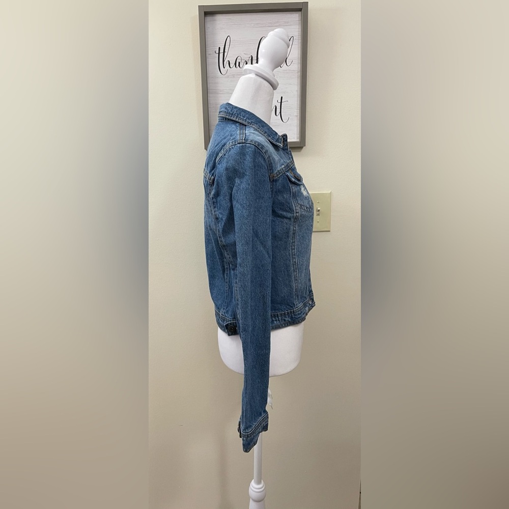 Highway Women’s Jean Denim Distressed Jacket Short Sz Small. - Picture 12 of 16